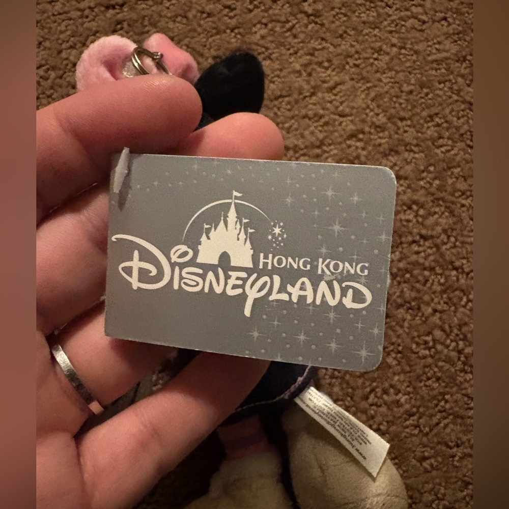 Hong Kong Disney Minnie Mouse Plush Keychain - Pink and Black - Picture 5 of 5